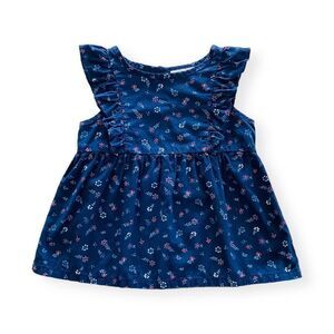 Genuine Kids Red, White, and Blue Floral Top Size 2T